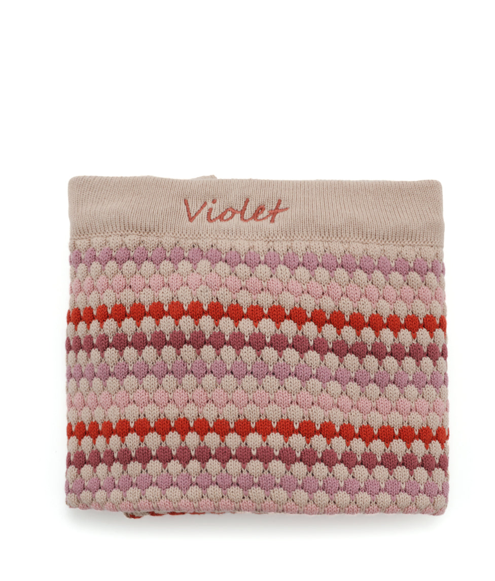 Personalised Baby Blanket - Confetti Stripe Pink - NanaHuchy