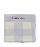 Personalised Baby Blanket - Gingham Lilac - NanaHuchy