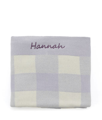 Personalised Baby Blanket - Gingham Lilac - NanaHuchy