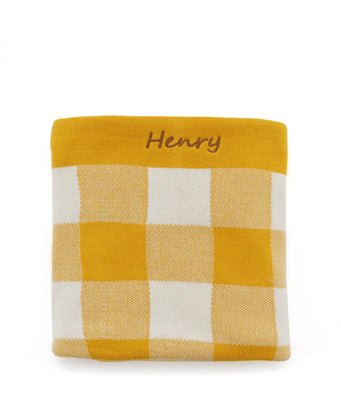 Personalised Baby Blanket - Gingham Mustard - NanaHuchy