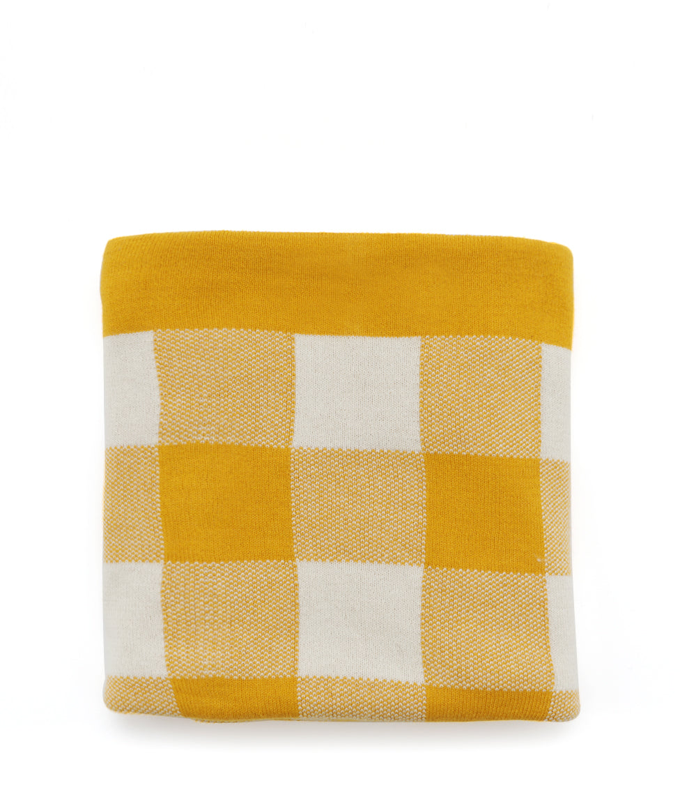 Personalised Baby Blanket - Gingham Mustard - NanaHuchy