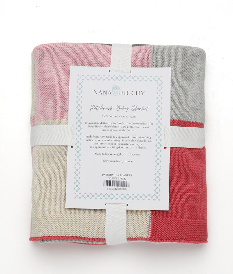 Personalised Baby Blanket - Patchwork Pink - Nana Huchy