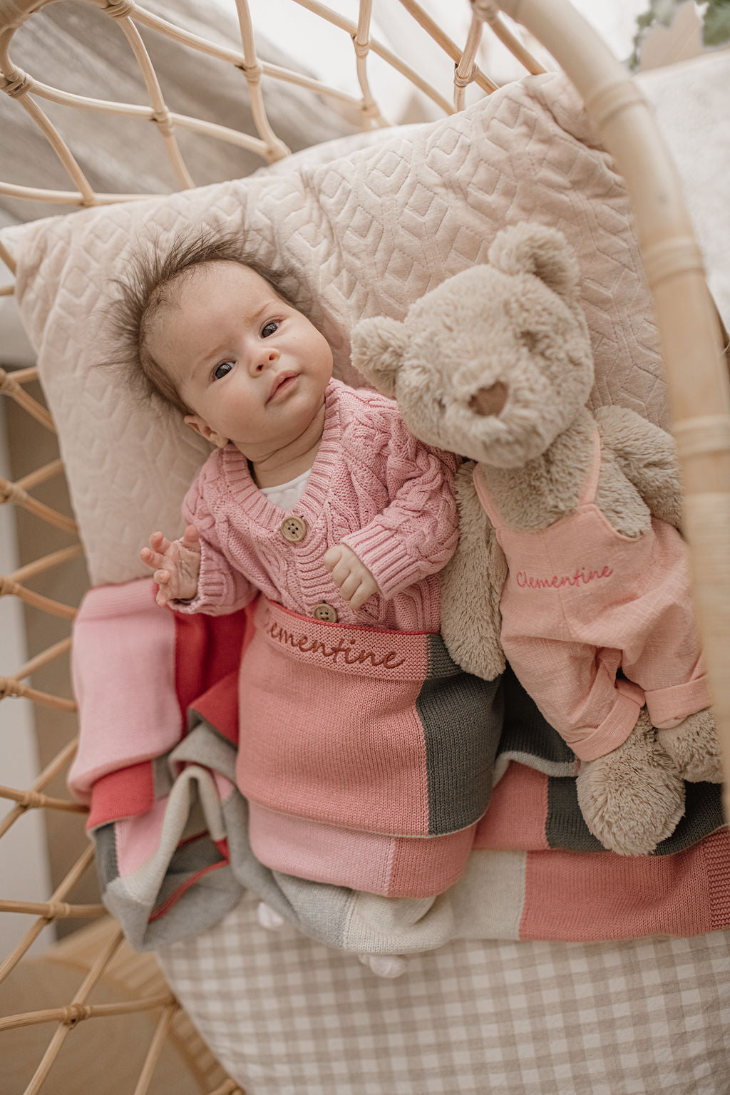 Personalised Baby Blanket - Patchwork Pink - Nana Huchy