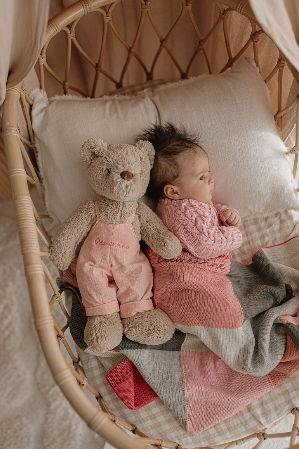 Personalised Baby Blanket - Patchwork Pink - Nana Huchy