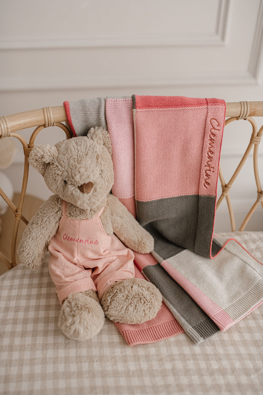 Personalised Baby Blanket - Patchwork Pink - Nana Huchy