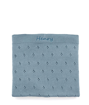 Personalised Baby Blanket - Pointelle Blue - Nana Huchy