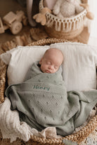 Personalised Baby Blanket - Pointelle Blue - Nana Huchy