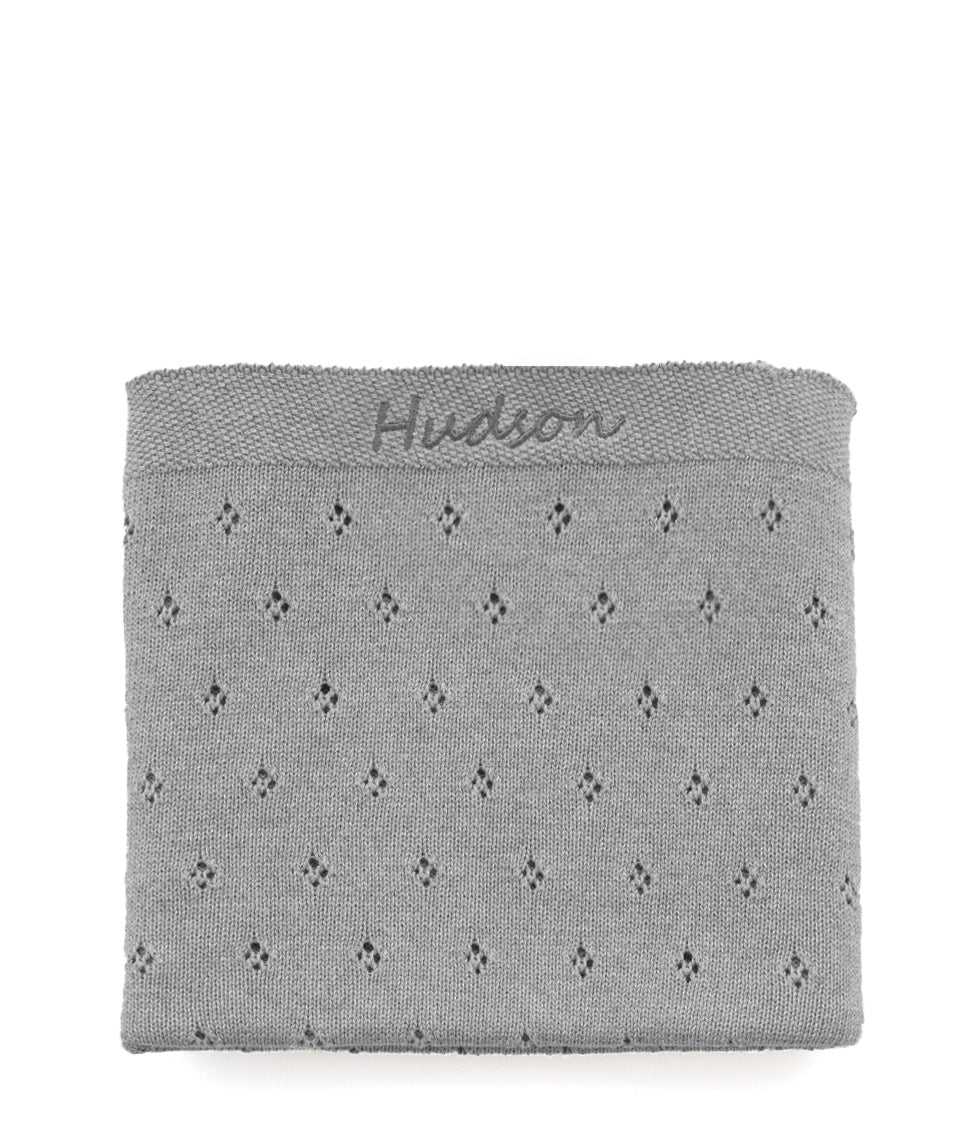 Personalised Baby Blanket - Pointelle Grey - Nana Huchy