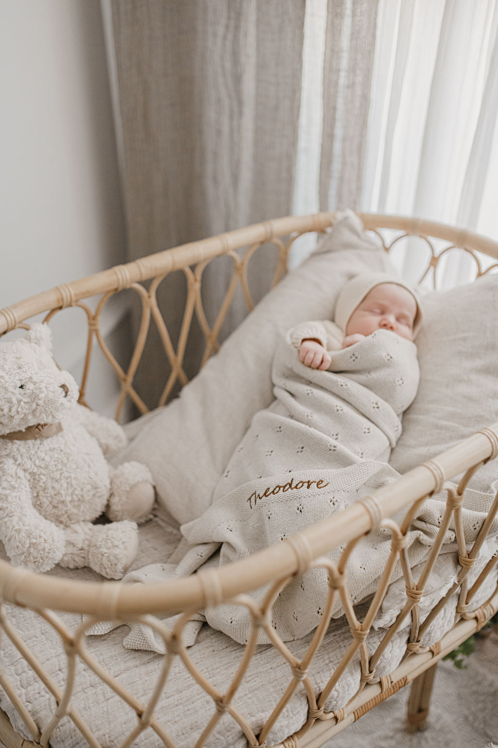 Personalised Baby Blanket-Pointelle Oatmeal - Nana Huchy