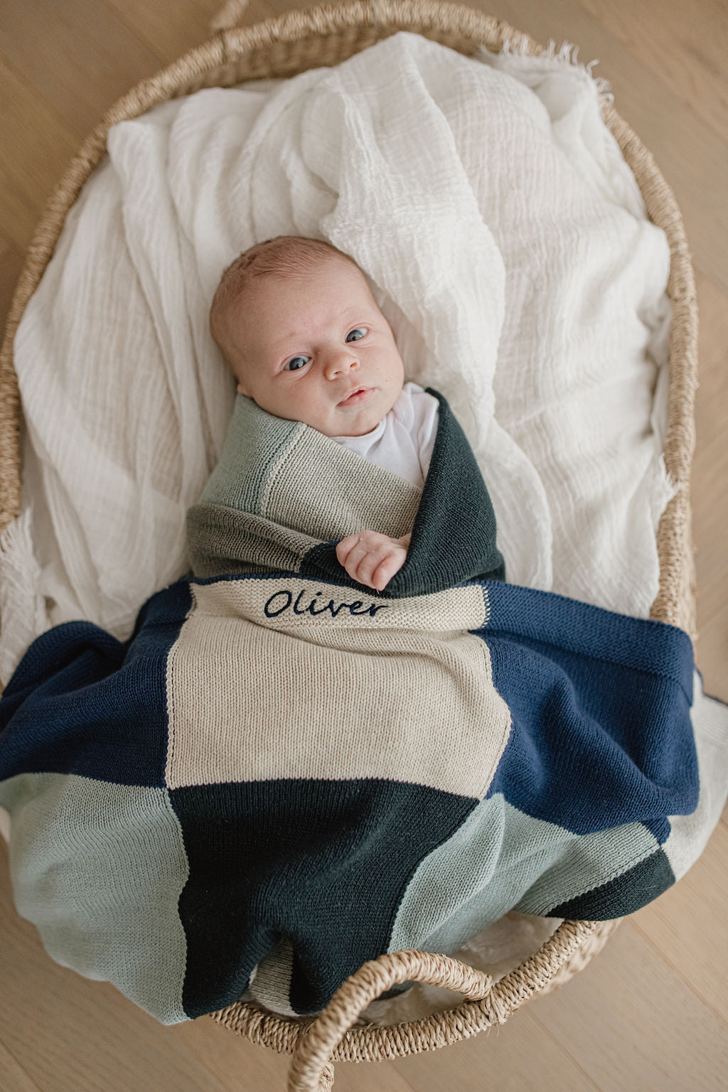 Personalised Bear & Patchwork Blanket Bundle - Blue - NanaHuchy