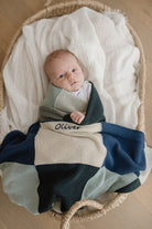 Personalised Bear & Patchwork Blanket Bundle - Blue - NanaHuchy