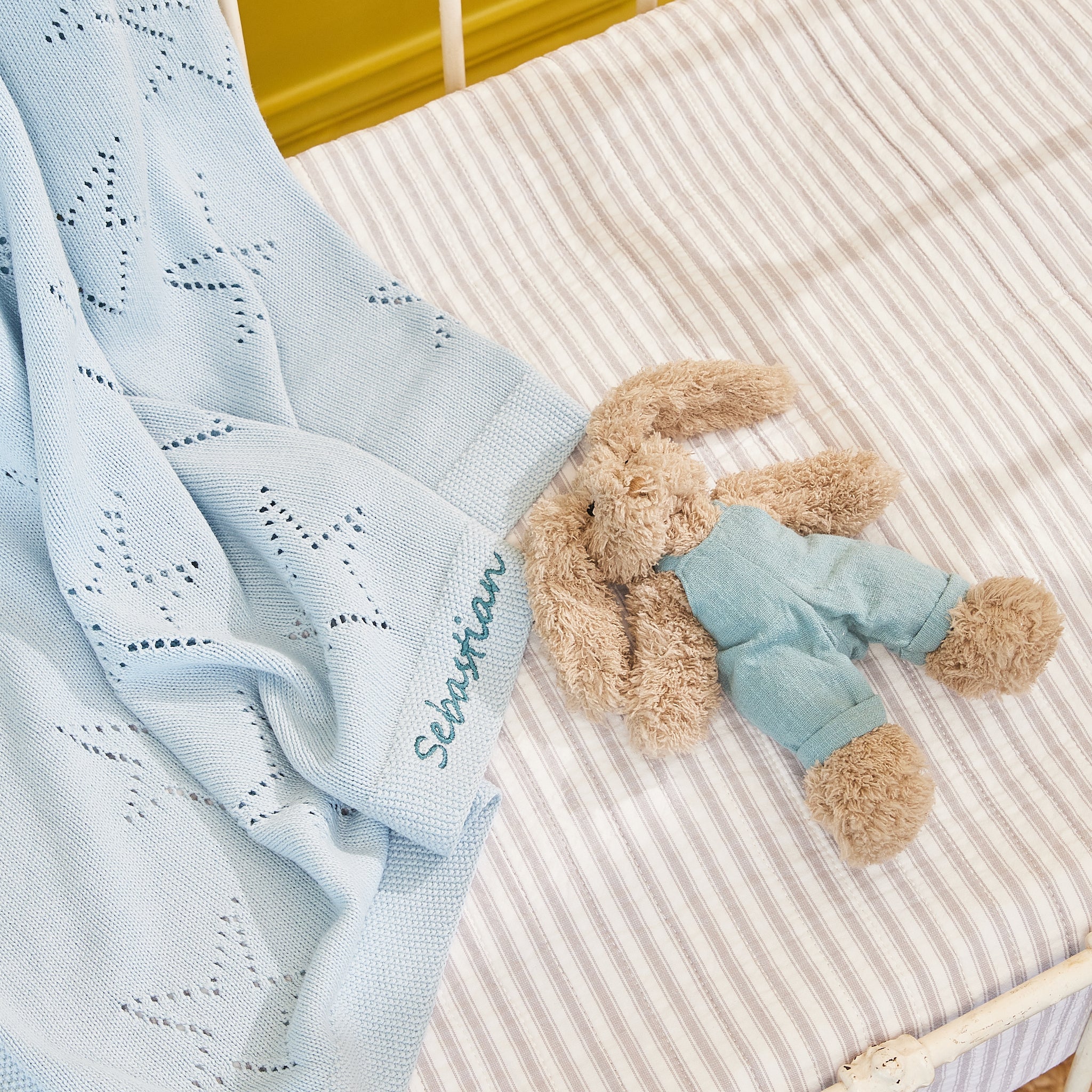 Buy Personalised Blanket with Baby Bunny - Blue Online at Nana Huchy™️