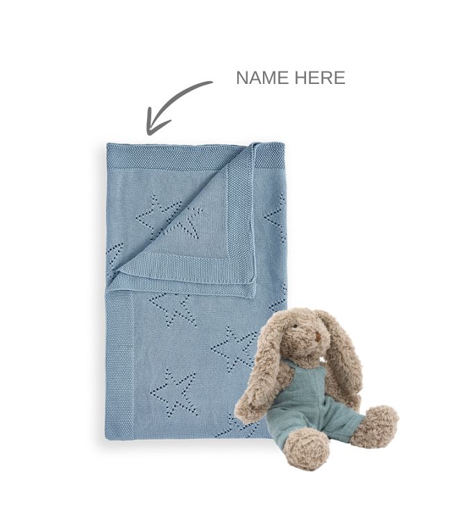 Buy Personalised Blanket with Baby Bunny - Blue Online at Nana Huchy™️