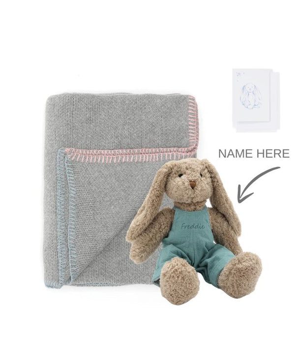 Personalised Bunny & Blankie Bundle - Blue - NanaHuchy