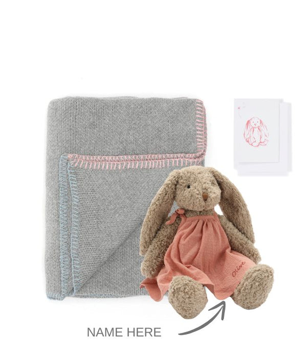 Personalised Bunny & Blankie Bundle - Pink - NanaHuchy