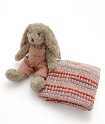 Personalised Bunny & Confetti Spot Blanket Bundle - Pink - NanaHuchy