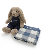 Personalised Bunny & Gingham Blanket Bundle - Navy - NanaHuchy
