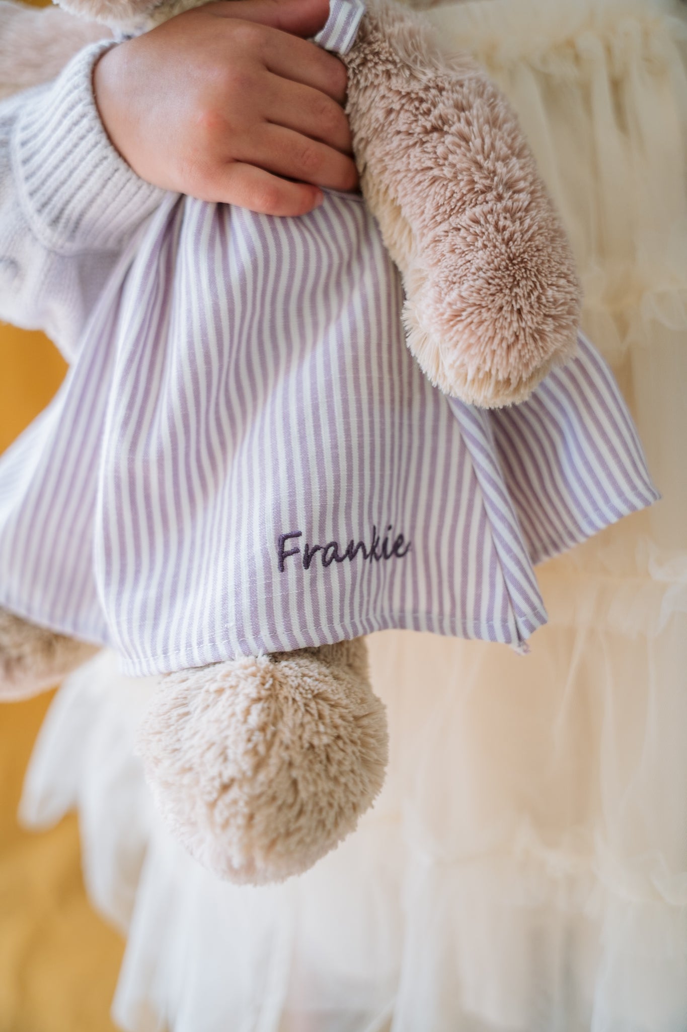 Personalised Honey Bear Dress - Lilac Stripe - NanaHuchy