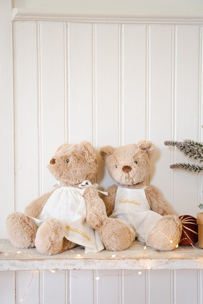 Personalised Honey Bear Overalls - Xmas White - Nana Huchy