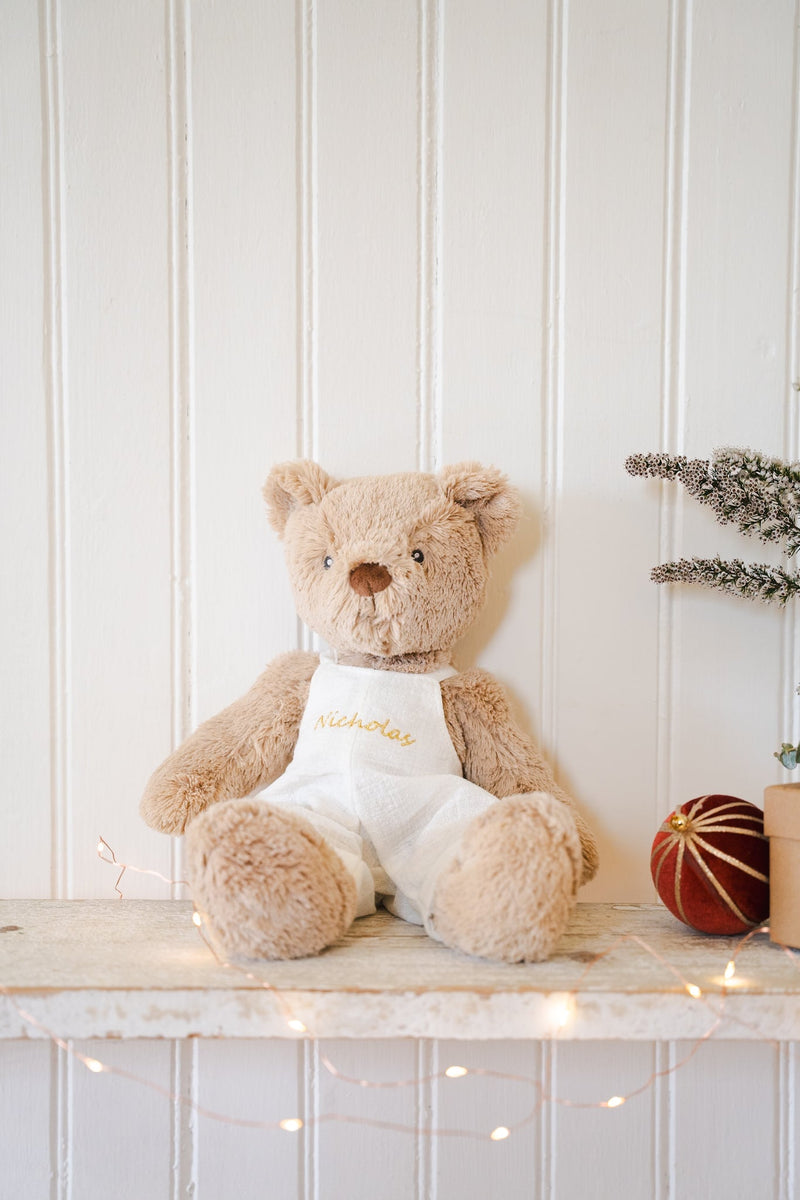 Personalised Honey Bear Overalls - Xmas White - Nana Huchy