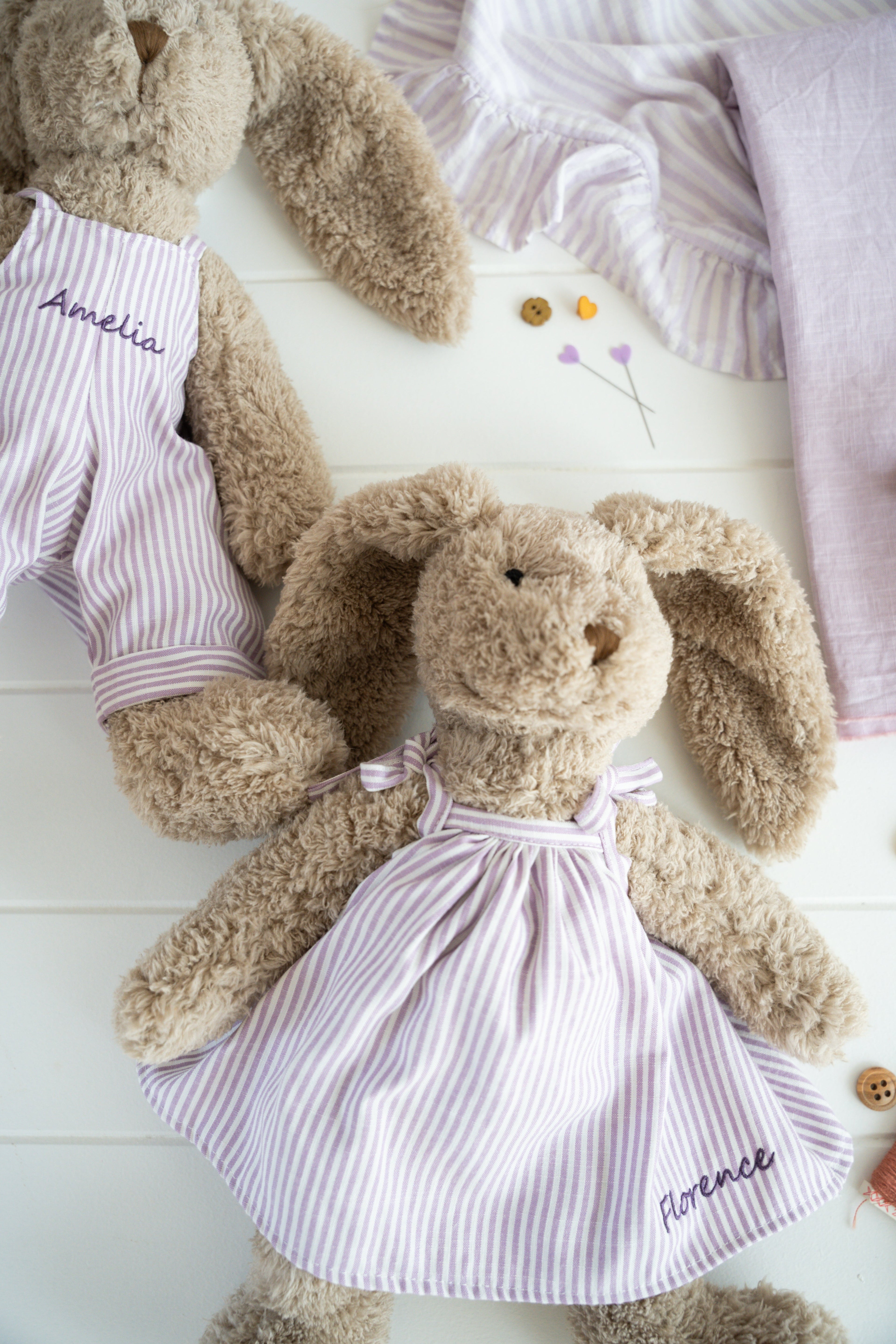 Personalised Honey Bunny Dress - Lilac Stripe - NanaHuchy