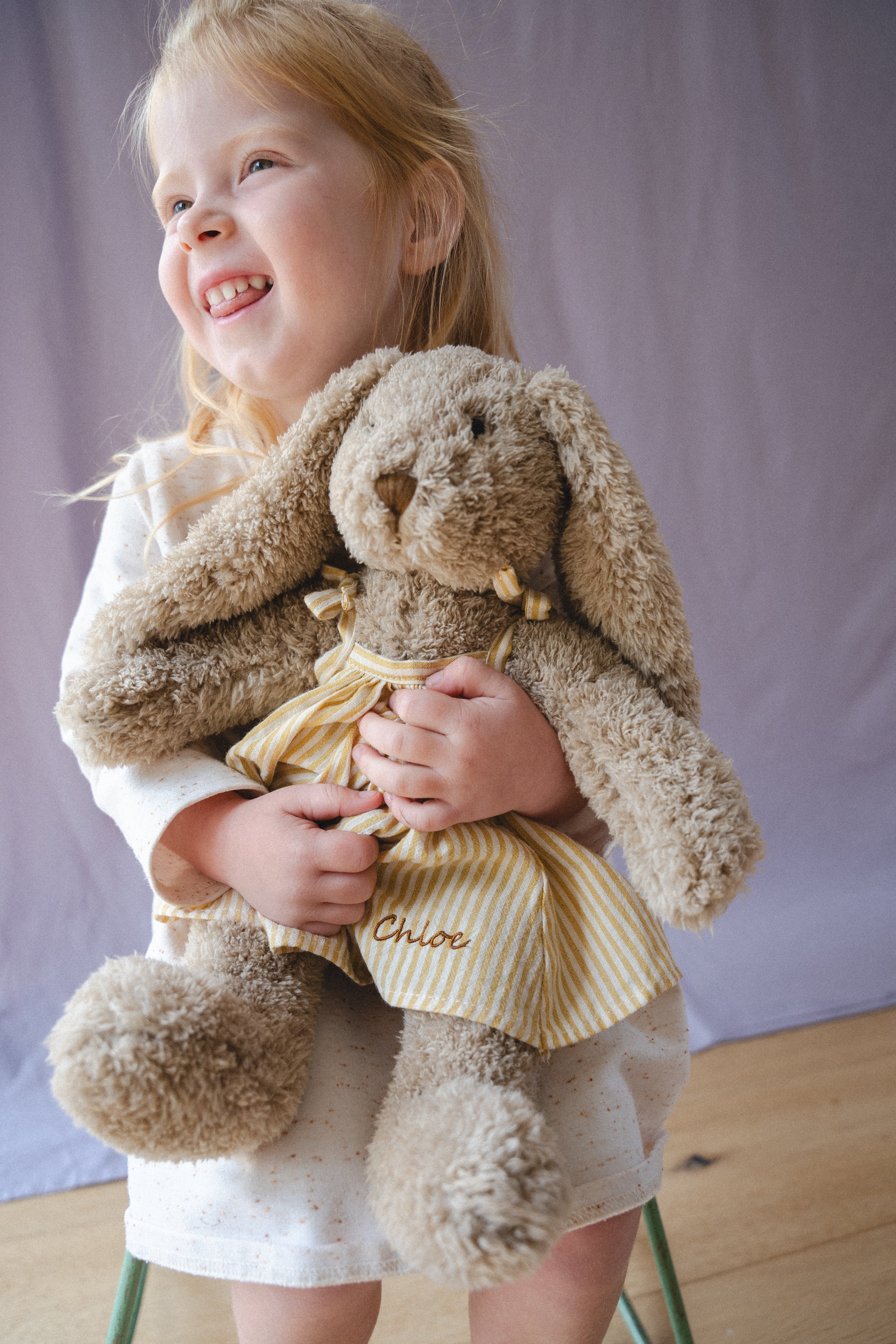 Personalised Honey Bunny Dress - Mustard Stripe - NanaHuchy