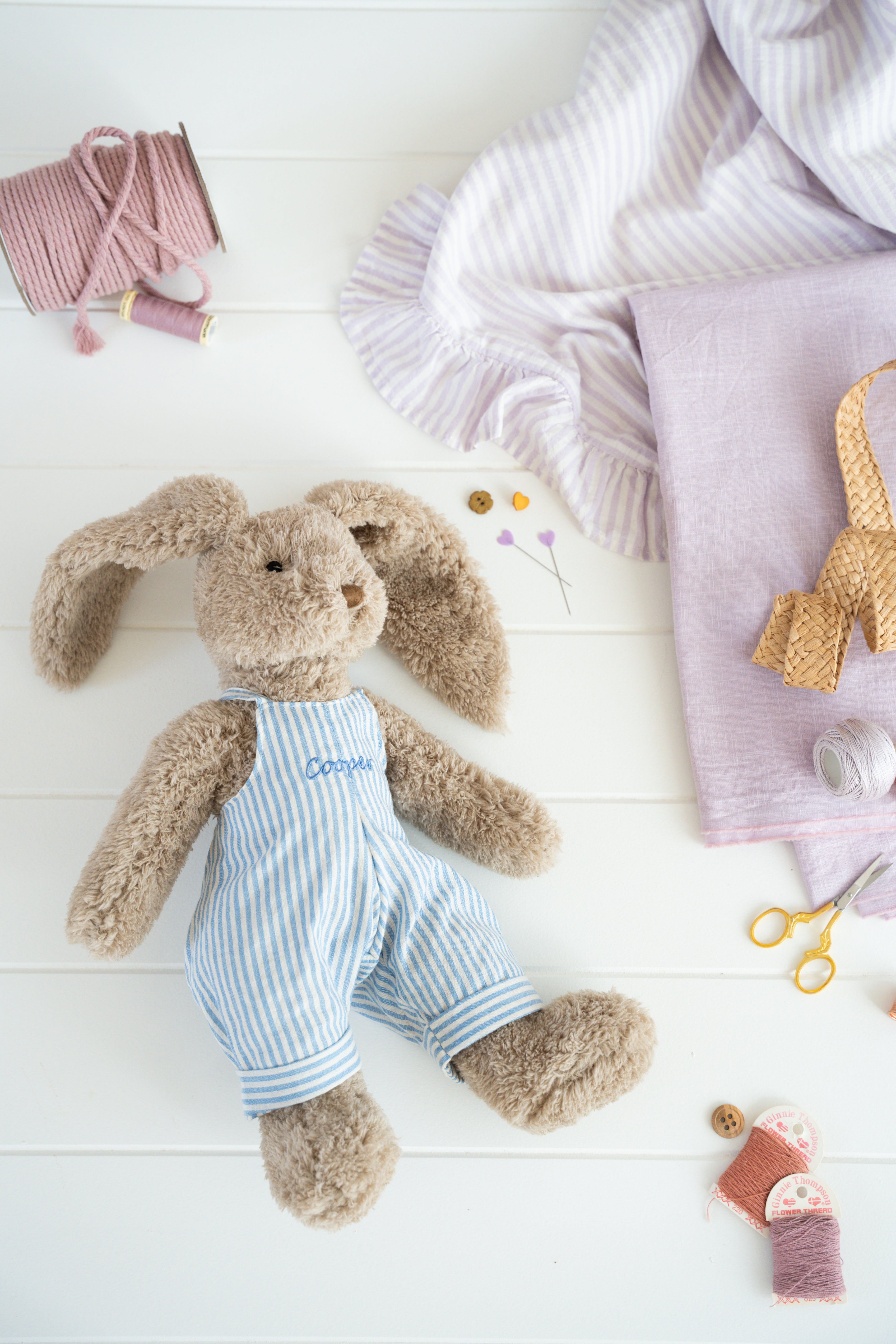 Personalised Honey Bunny Overalls - Blue Stripe - NanaHuchy