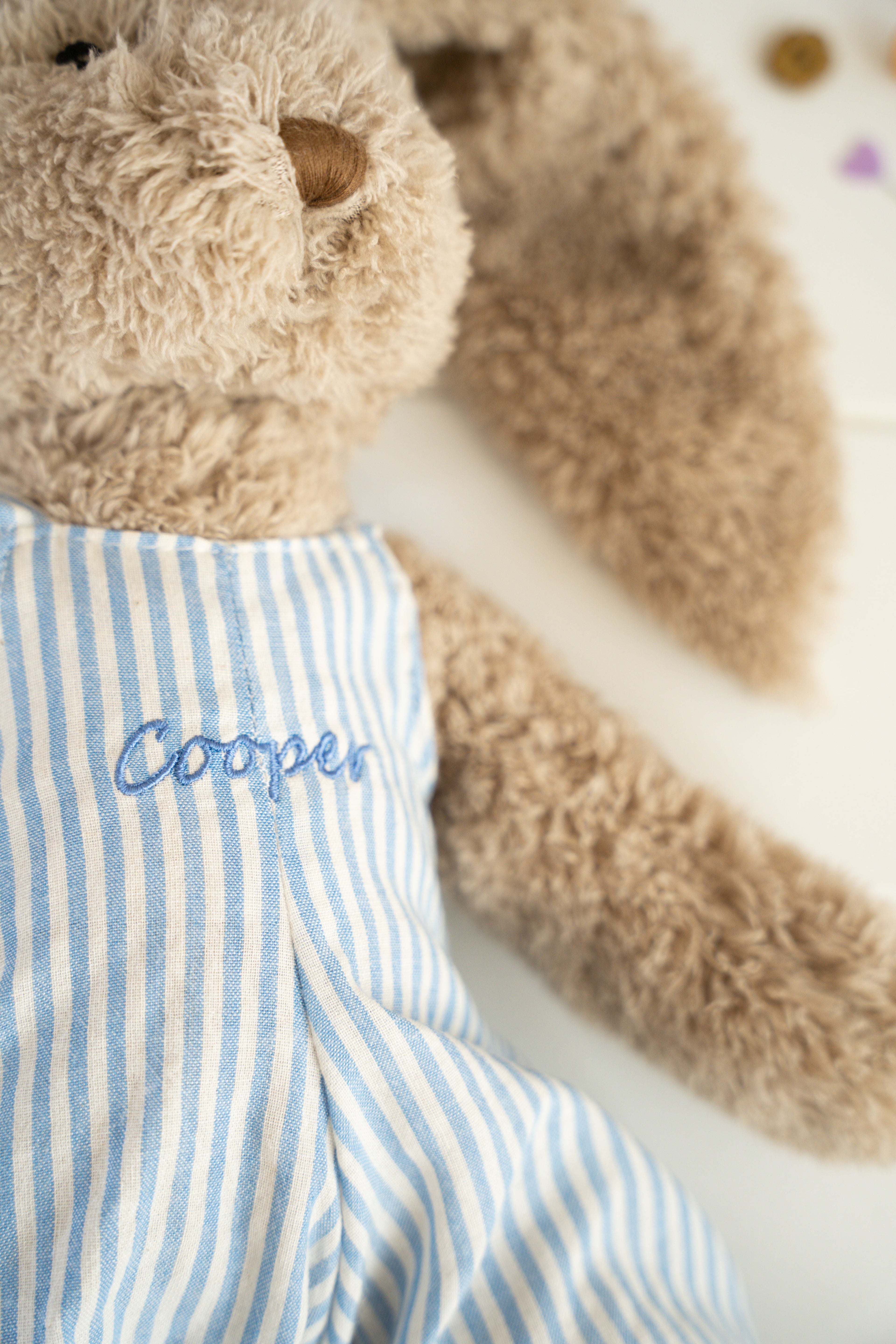 Personalised Honey Bunny Overalls - Blue Stripe - NanaHuchy