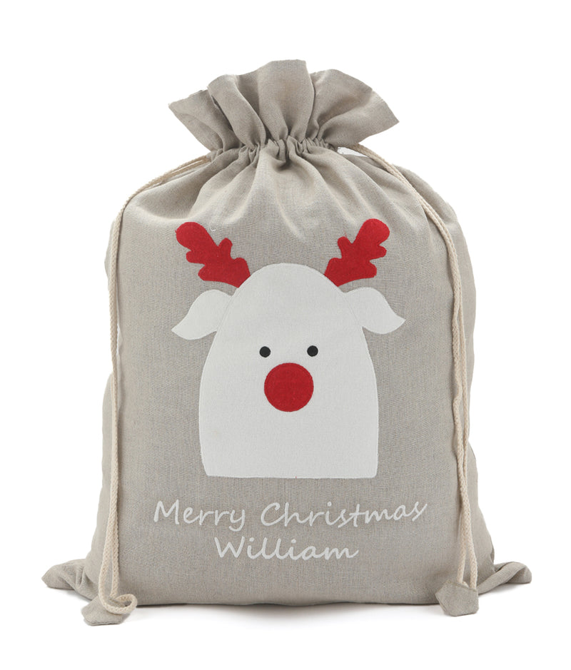 Personalised Santa Sack - Reindeer - NanaHuchy