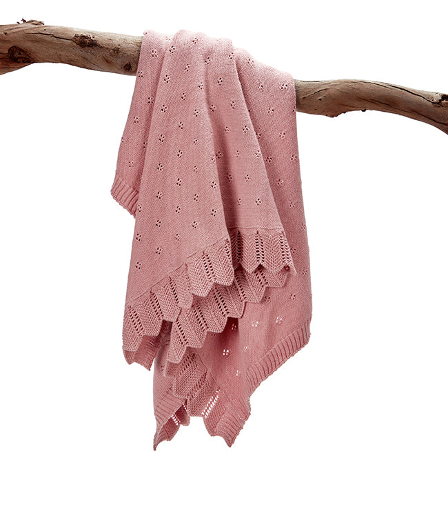 Nana Huchy - Pointelle Frill Baby Blanket-Fairy Floss Pink