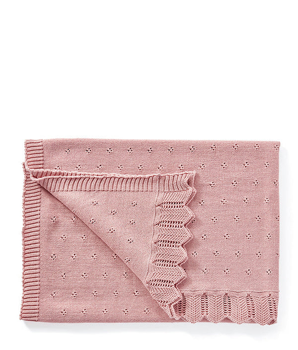 Pointelle Frill Baby Blanket-Fairy Floss Pink - Nana Huchy